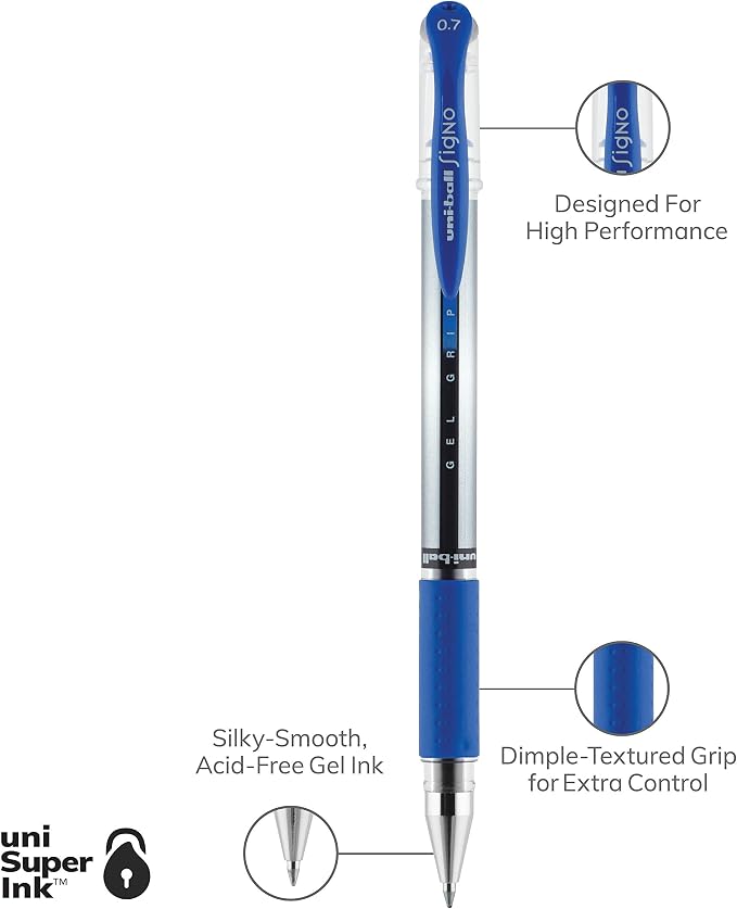 uniball Gel Grip Gel Pens, Medium Point, 12 Pack - Image 8