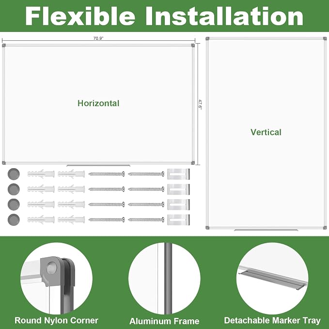 Lockways Large Dry Erase Board 72 x 48 Inch, Magnetic White Board - Image 2