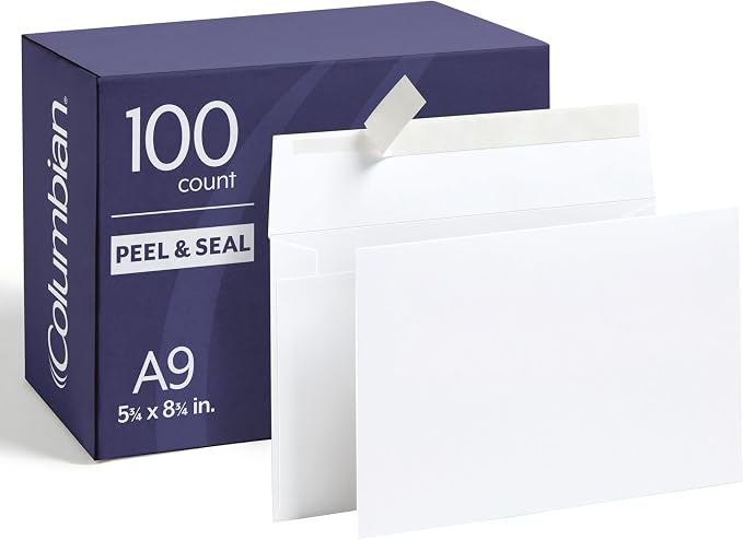 Columbian A9 Mailing Envelopes, 100 Pack, Self Seal White Envelopes by TOPSProducts