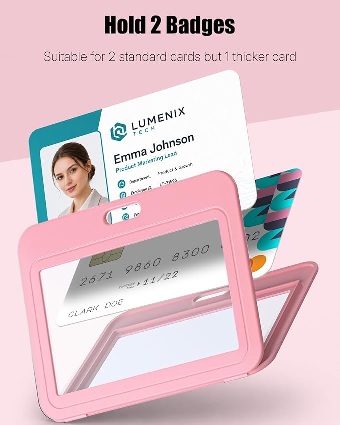 Uniclife 3 Pack Pink Horizontal Badge Holders - Image 3