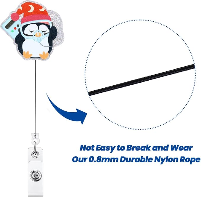 Funny Sleep Study Nurse Badge Reel, Cute Nightcap CPAP Penguin Retractable ID - Image 5