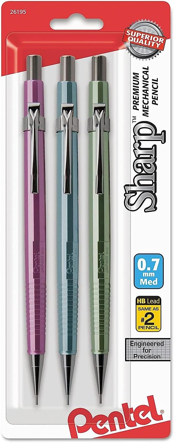 Pentel Sharp Mechanical Pencil, Medium Line, Metallic Barrel - Image 3