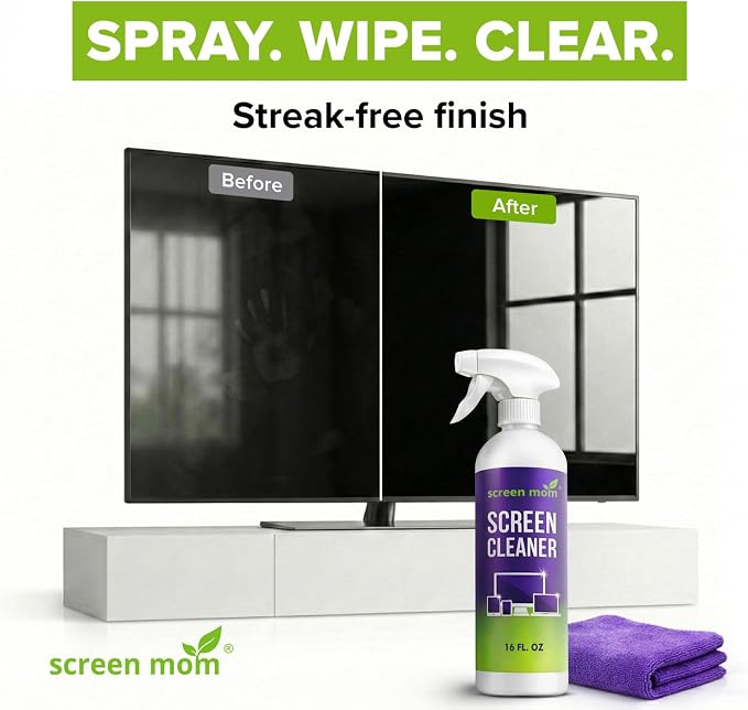 Screen Mom Screen Cleaner Spray and Microfiber Cloth 16oz Screen Cleaner Spray - Image 3