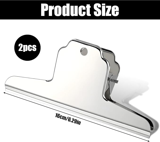 2 Pack Wide Extra Large Bull Clips Chip Bag Food Clips Large Dog Food Bag Clip - Image 2