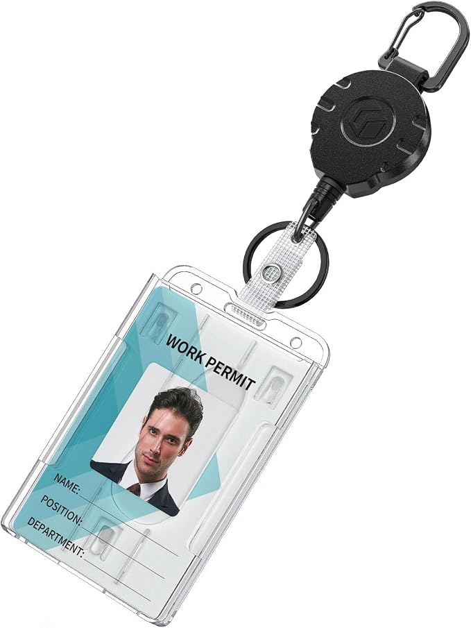 Uniclife 2-Card Thumb-Slot Badge Holder Vertical Clear Plastic Case by UnicLife