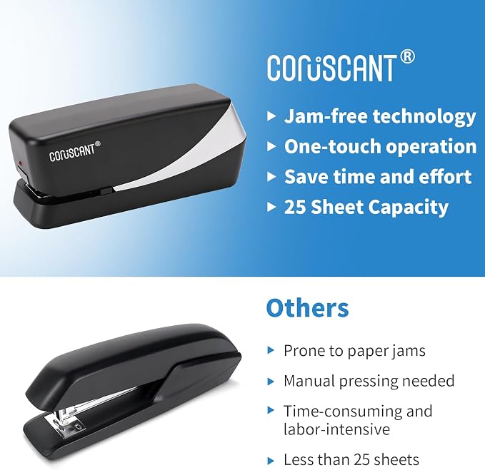 Coruscant Electric Stapler, No Jam Easy Reload, 25 Sheet Automatic Staplers - Image 7