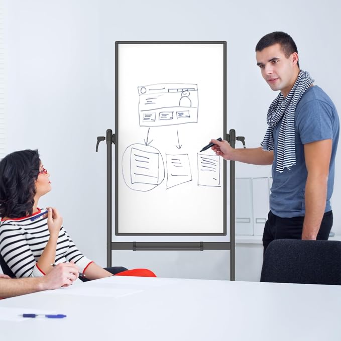 VIZ-PRO Double-Sided Magnetic Mobile Whiteboard, 48 x 24 Inches - Image 2
