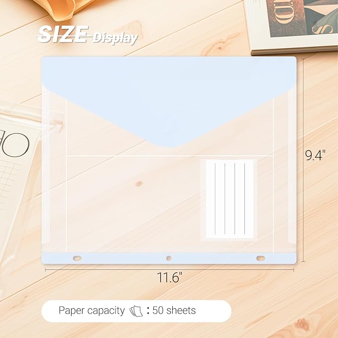 30 Pack Binder Pockets, Heavyweight Clear Plastic Folders - Image 6
