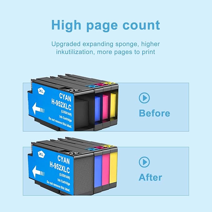 Black High-Yield Ink Cartridge Replacement for HP 952 XL Ink Cartridges Use with Officejet Pro 7740 8210 8710 8720 8740 8715 7720 8725 8730 8216 (4 Packs)-DeskLoop Office