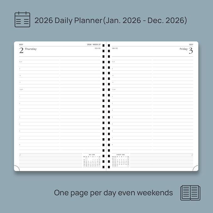 POPRUN 2026 Daily Planner One Page A Day -, Agenda 2026 Hourly Appointment Book - Image 3