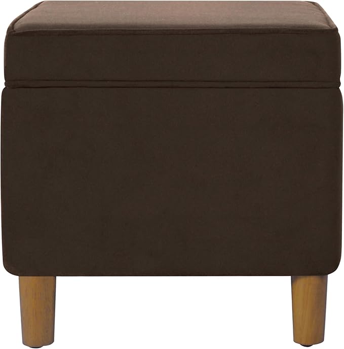 Home Decor | Dinah Collection Modern Storage Ottoman | Ottoman with Storage for Living Room & Bedroom(Chocolate Brown Velvet)-DeskLoop Office