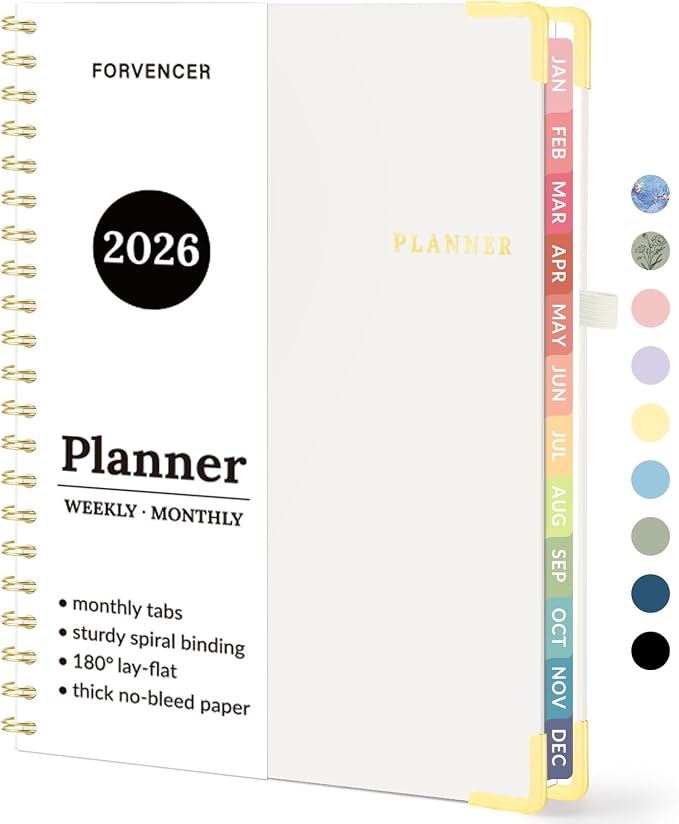 2026 Planner, Forvencer Calendar Planner Weekly and Monthly, Jan 2026-Dec 2026 by Forvencer