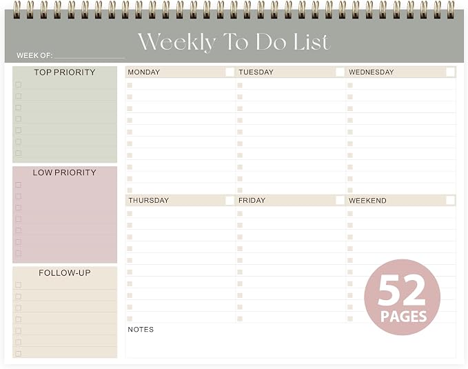 Weekly To Do List Notepad, Undated Planner by VALOME