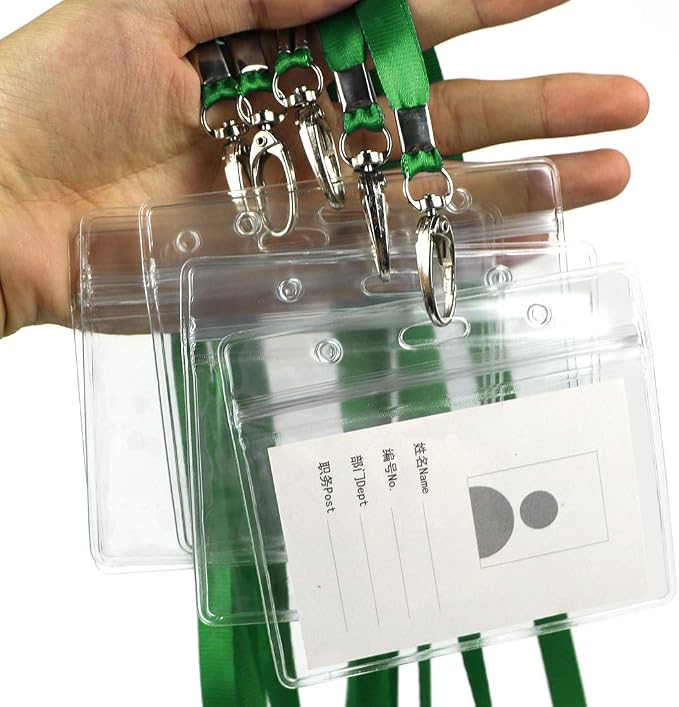 Lanyard with ID Holder 50 Pcs Waterproof Name Tag Badge ID Card Holders ID Pass - Image 5