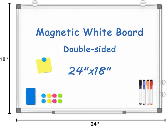 WALGLASS Double-Sided White Board, Hanging Mounted Whiteboard Silver Aluminium - Image 9