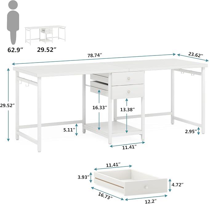 Tribesigns 79 Inch Extra Long Double Desk - Image 2