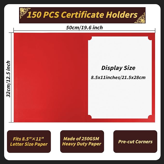 Oleitodh 150 Pcs Certificate Holders Bulk, Burgundy Diploma Covers Gold Foil - Image 2