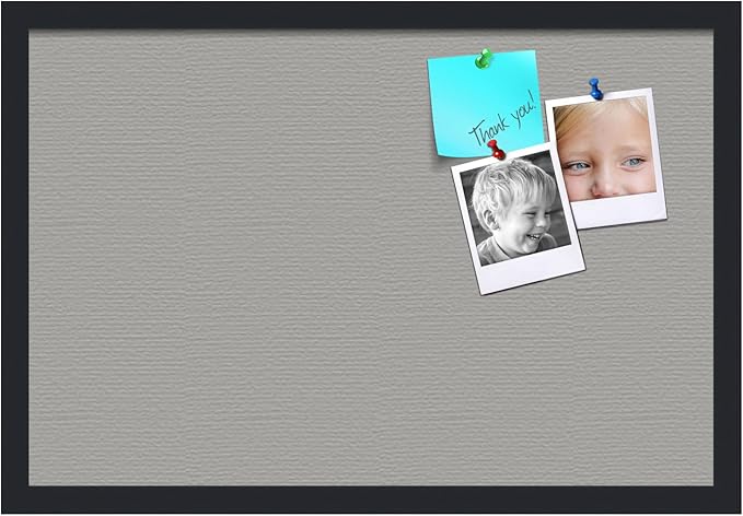 PinPix 24x16 Inch Cork Bulletin Board. This Decorative Framed Pin Board Comes with Dark Stone Design and a Satin Black Frame. Ideal for Home Office Decor or Message Board (PinPix-1808)-DeskLoop Office