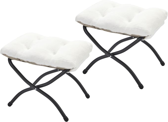 15" Folding Ottoman, Foldable Footrest Stool, Small Foot Stool by MordchilHF