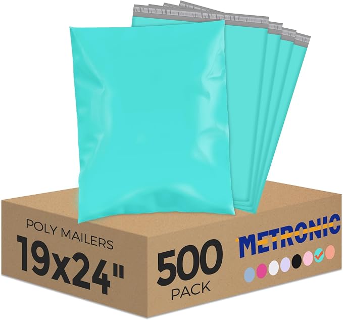 Metronic Poly Mailers 19X24 500Pack, Strong Adhesive Shipping Envelopes by METRONIC