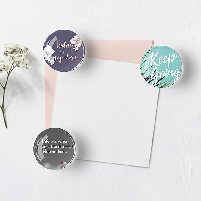 12Pcs Glass Strong Magnetic Refrigerator Magnet Fridge Sticker,Motivational Fridge Magnets Decoration for Crafts,Strong Fridge Magnets for Kitchen, School,Office Whiteboard, Cabinet and Dishwasher-DeskLoop Office