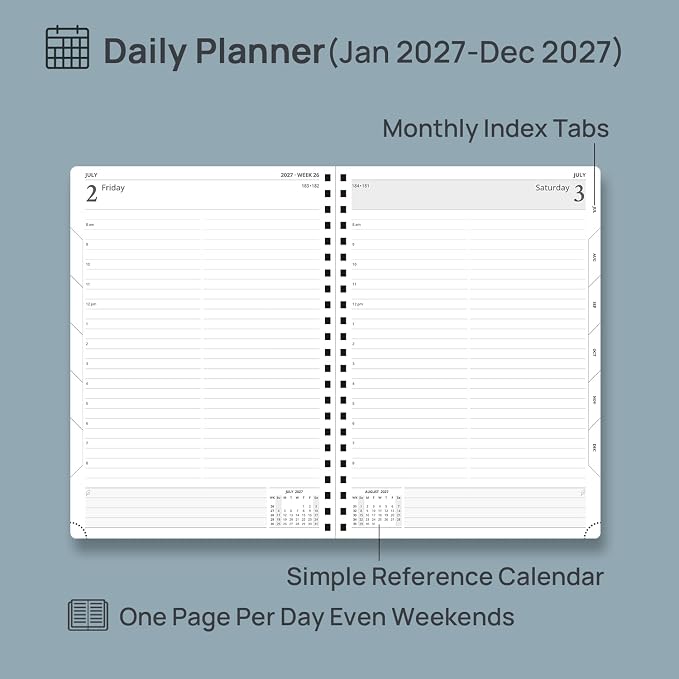 POPRUN 2027 Daily Planner One Page Per Day, Large 8.5" x 12", Calendar Book - Image 3