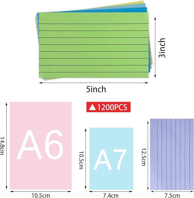 TFLFL Index Paper Cards 3x5 Inch, Thin Note Cards Paper 8 Colors Ruled Index - Image 3