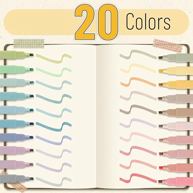 Mr. Pen- Aesthetic Highlighters No Bleed, 20 Pack, Pastel Colors | Chisel Tip - Image 2