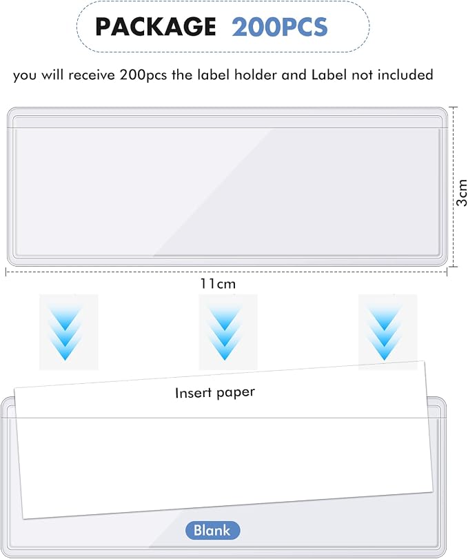 Epakh 200 Pack Back to School Self Adhesive Label Holders Shelf Tag Pockets 1.2 - Image 2