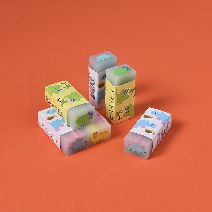 18 Pack Colorful Dinosaur Jelly Erasers for Kids, Kawaii School Supplies Prize Gifts Party Favors-DeskLoop Office