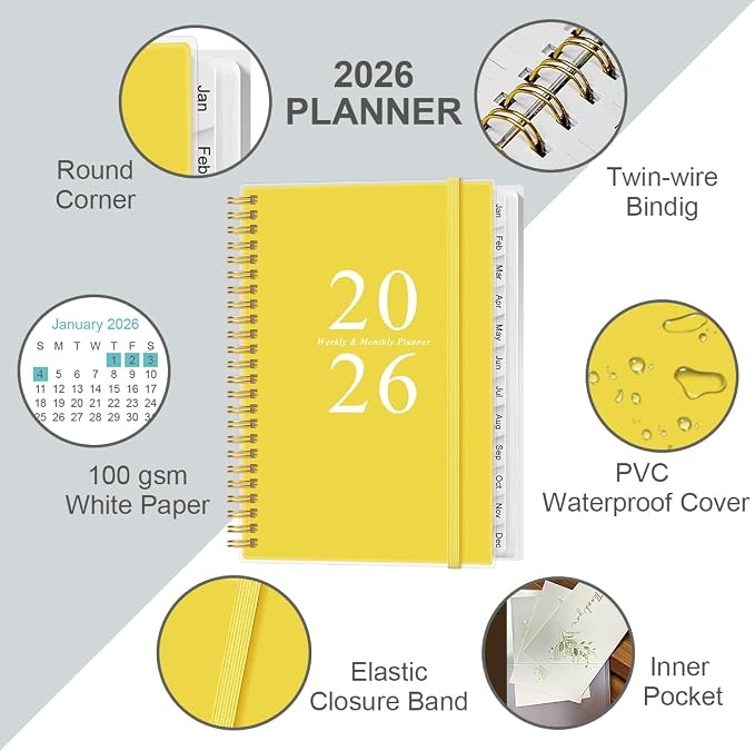 2026 Planner - A5 Weekly & Monthly Planner Spiral Bound, January 2026 - - Image 2