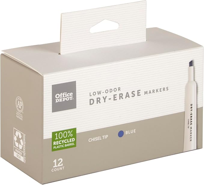 Office Depot 100% Recycled Low-Odor Dry-Erase Markers, Chisel Point - Image 2