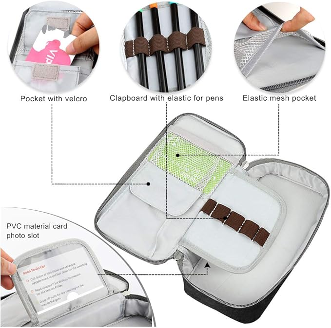 Homecube Capacious Pencil Case Marker Holder Pouch Desk Organizer Big Pencil Bag with Zipper Large Storage Box for College Middle School Office Supplies Stationery - Black-DeskLoop Office