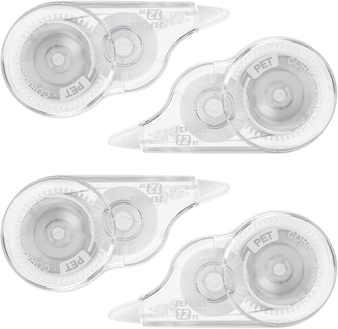 JEFURE 4 Pcs Correction Tape, 39.4 Ft White Wrong Out Tear-Resistant Bulk by JEFURE