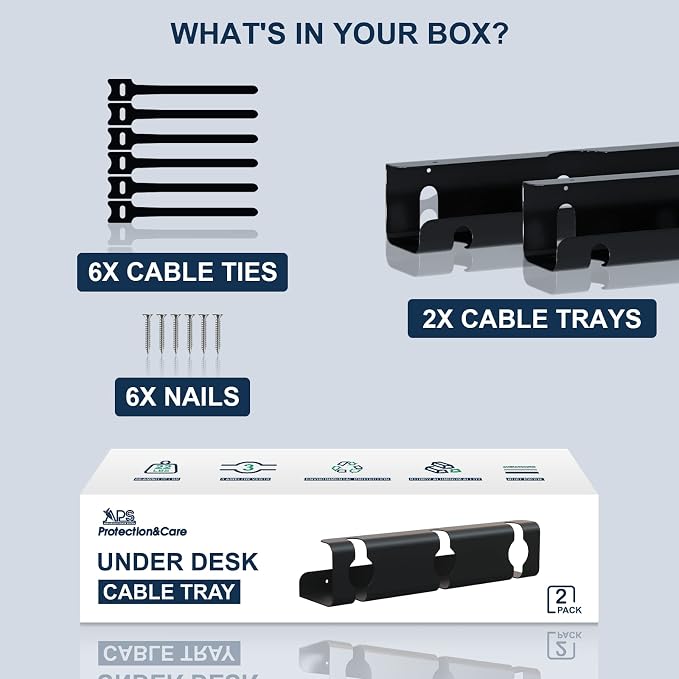 APS Under Desk Cable Raceway Tray 2 Pack - Image 4