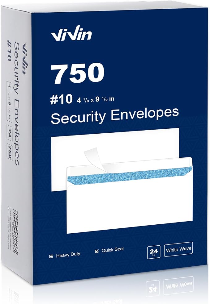 Vivin #10 Self-Seal Security-Tinted Business Envelopes by ViVin