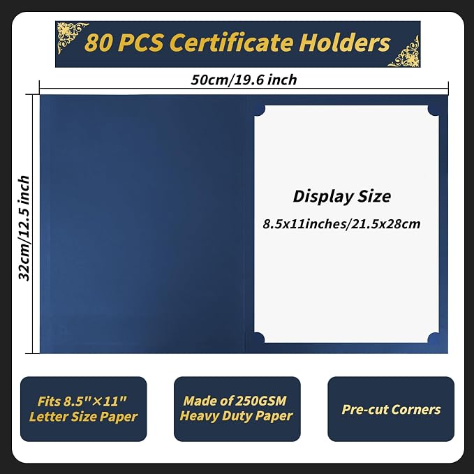 80 Pcs Certificate Holders Bulk, Document Covers - Image 2