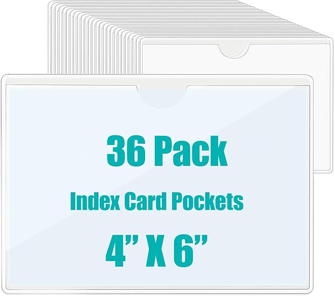 36 Pack Index Card Holder 4x6 Inch, Labels by Unknown