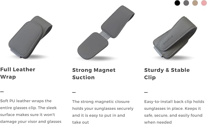Magnetic Leather Sunglass Holder, Eyeglass Hanger Clip - Image 3