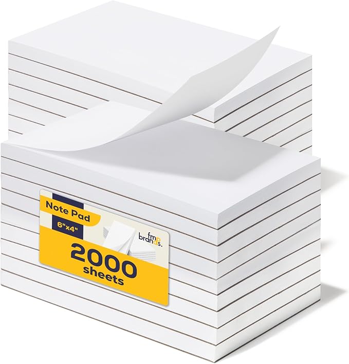 FMP Brands 20 Pack Note Pads 4x6, 100 Sheets Per Memo Pad, Server Note Pads by FMPBrands