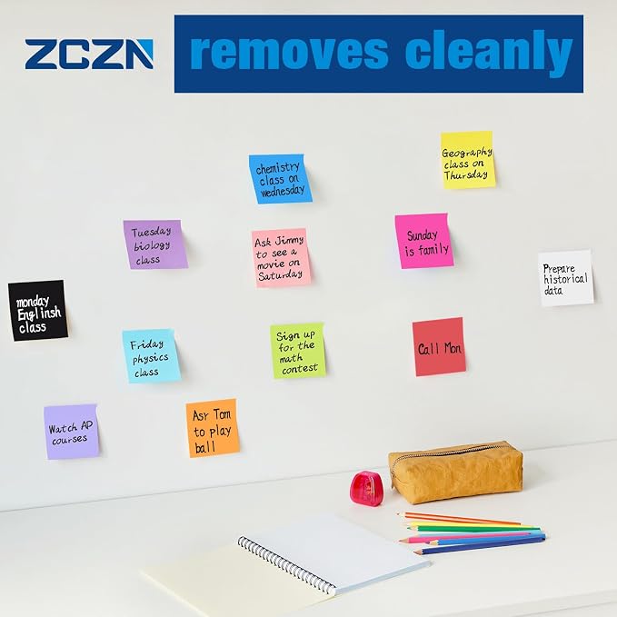 ZCZN 400 Sheets Pop-up Sticky Notes, 3 x 3 Inches, 4 Pads Bright Color - Image 4