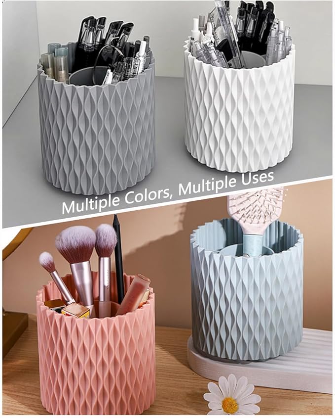 Lebenrich Rotating Pen Holder for Desk, 5 Slots Unique Blue Desk Pen Organizer - Image 6