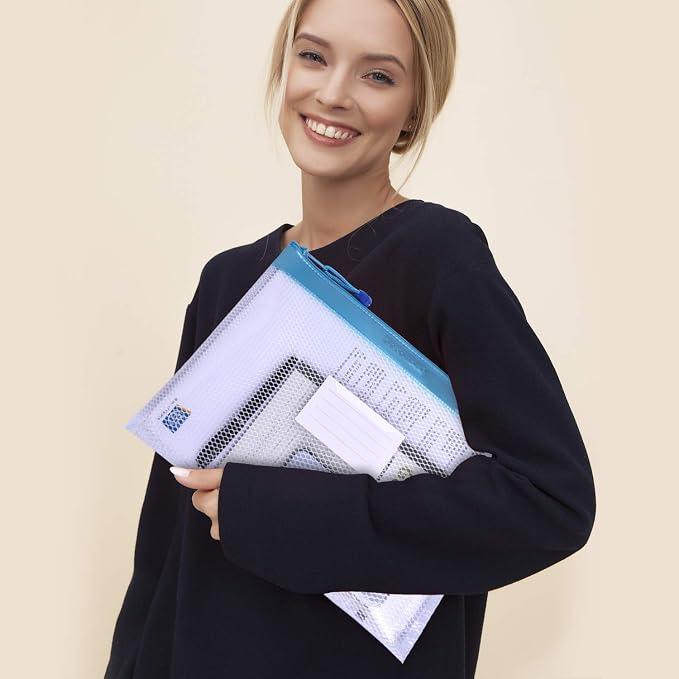 Wisdompro Zipper Pouch, 4 Packs Durable Letter Size Waterproof Mesh File Bag - Image 9