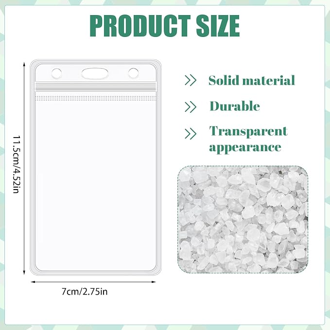 400 Pack Vertical ID Badge Holders Clear Plastic Waterproof Card Holder - Image 2