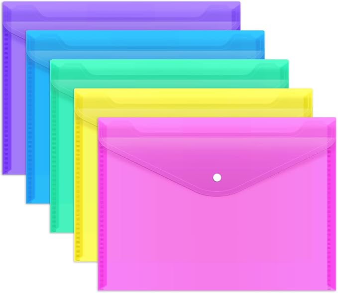 EOOUT 5pcs Plastic Envelopes, Plastic Folders by EOOUT