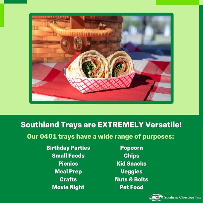Southern Champion Tray 0401 #25 Southland Paperboard Red Check Food Tray - Image 4