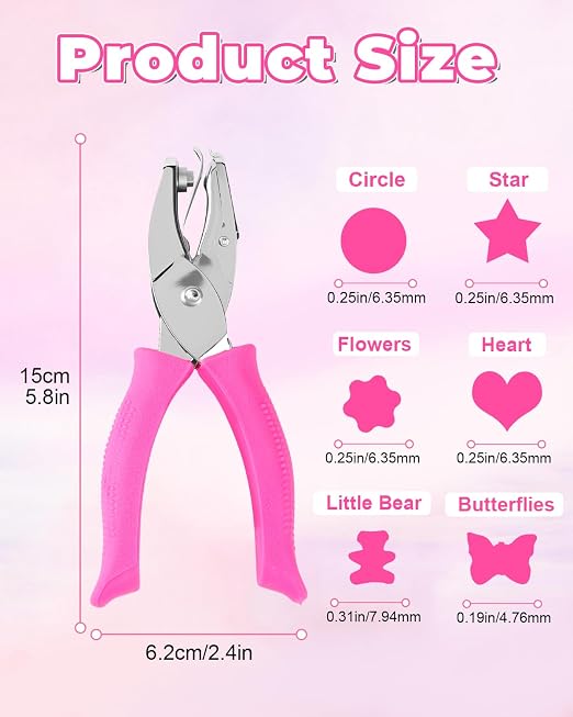 UCEC 6PCS Single Hole Punch Set – 1/4" Heart, Flower & 3/16" Butterfly & 5/16" - Image 2