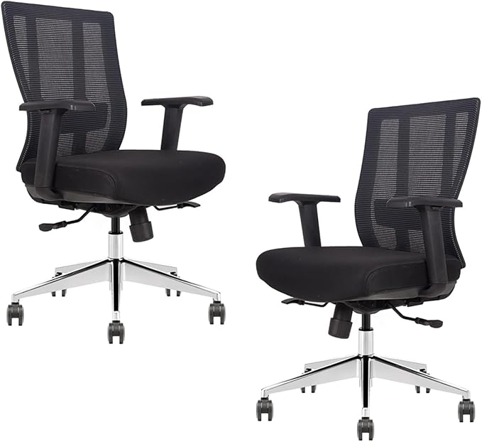 Ergonomic Conference Room Chair Mesh Back with Seat Slide - Adjustable Lumbar Support Computer Desk Chair with Height Adjustable Arms - 5-Star Polished Aluminum Base (Pack of 2)-DeskLoop Office