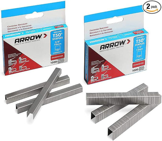 Arrow T50 Stainless Steel Staples Pack Set #508SS1 1/2'' 12mm and #506SS1 3/8'' by ArrowToolGroup