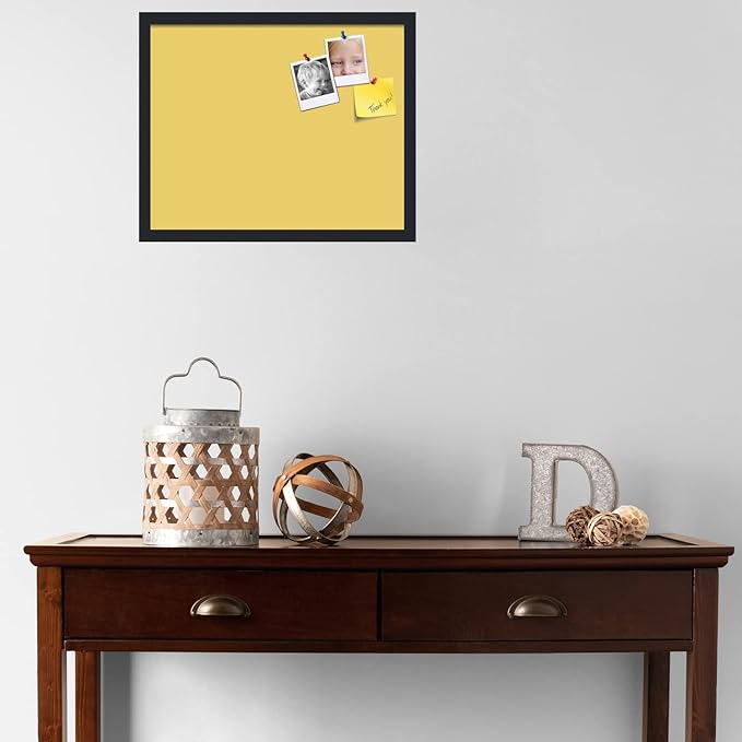 PinPix 21x17 Inch Cork Bulletin Board. This Decorative Framed Pin Board Comes with Honey Pastel Design and a Satin Black Frame. Ideal for Home Office Decor or Message Board (PinPix-1810)-DeskLoop Office